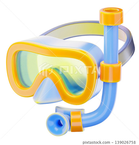 scuba mask 3d render icon, Summer illustration scuba mask 3d render icon, Summer illustration 139026758