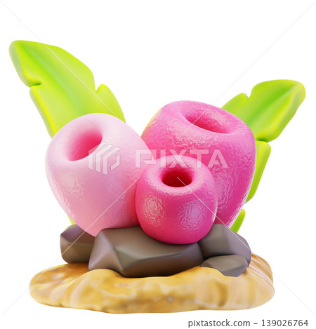 coral 3d render icon, Summer illustration 139026764