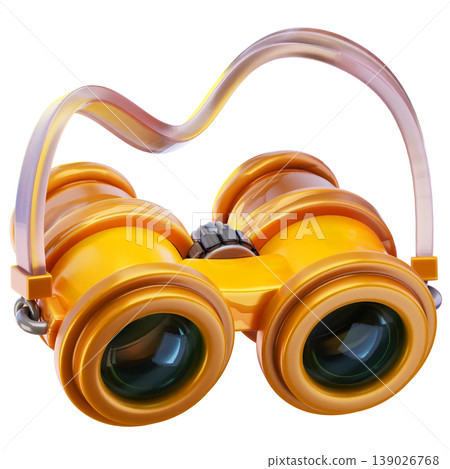 binoculars 3d render icon, Summer illustration binoculars 3d render icon, Summer illustration 139026768