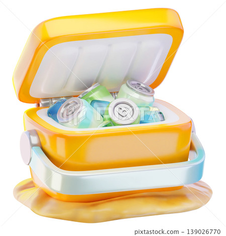 cooler box 3d render icon, Summer illustration cooler box 3d render icon, Summer illustration 139026770