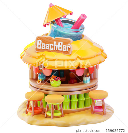 beach bar 3d render icon, Summer illustration beach bar 3d render icon, Summer illustration 139026772