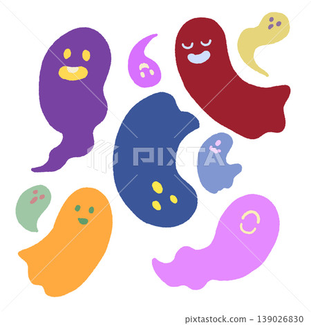 色彩繽紛的微型幽靈插圖 139026830