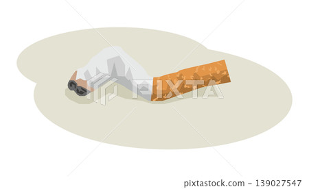 An image illustration of a discarded cigarette butt. An image illustration of a discarded cigarette butt. 139027547