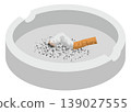 An image of a cigarette discarded in an ashtray. 139027555