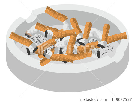 一張描繪煙灰缸中煙頭的圖片。 139027557