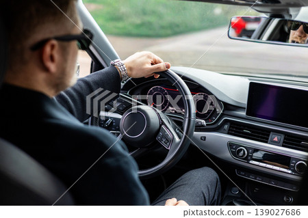 Man Driving Modern Car Interior Close View Transportation Safety Lifestyle Concept Man Driving Modern Car Interior Close View Transportation Safety Lifestyle Concept 139027686