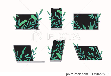 Digital detox with green plants growing on devices Digital detox with green plants growing on devices 139027800