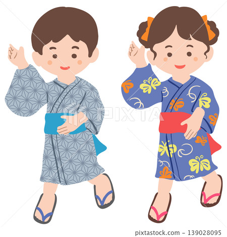 Children dancing in yukata Children dancing in yukata 139028095