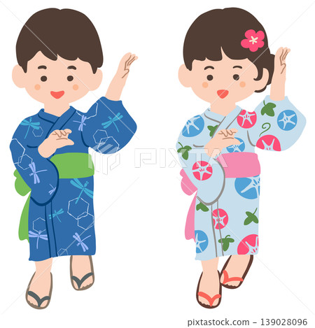 Children dancing in yukata Children dancing in yukata 139028096