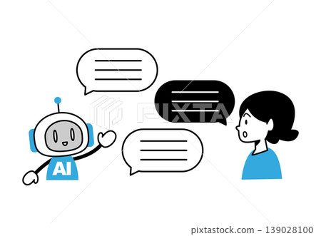 An illustration of a woman interacting with an AI robot. An illustration of a woman interacting with an AI robot. 139028100