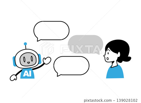 An illustration of a woman interacting with an AI robot. An illustration of a woman interacting with an AI robot. 139028102
