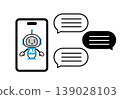 An illustration of a conversation with AI using a smartphone. 139028103