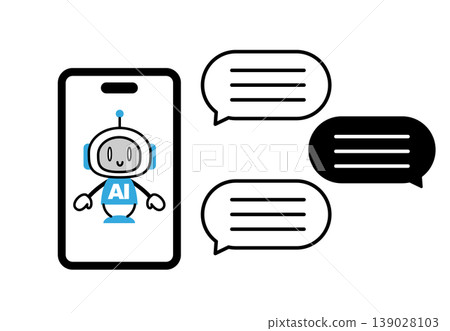 An illustration of a conversation with AI using a smartphone. An illustration of a conversation with AI using a smartphone. 139028103
