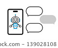 An illustration of a conversation with AI using a smartphone. 139028108
