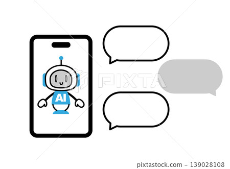 An illustration of a conversation with AI using a smartphone. An illustration of a conversation with AI using a smartphone. 139028108