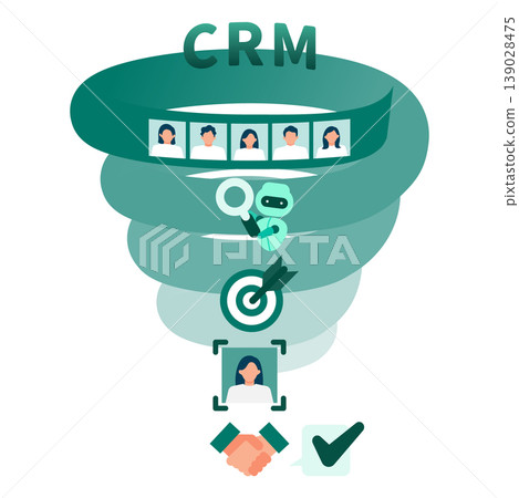 CRM Customer Management Funnel Diagram and Filtered Data Analysis CRM Customer Management Funnel Diagram and Filtered Data Analysis 139028475