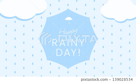 可愛的雨季背景,有雲朵和雨滴,藍色,六邊形邊框。 可愛的雨季背景,有雲朵和雨滴,藍色,六邊形邊框。 139028534