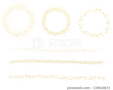Gold particle circle and line decoration material set Gold particle circle and line decoration material set 139028672