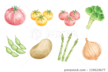 水彩風格蔬菜插畫組 02 139028677
