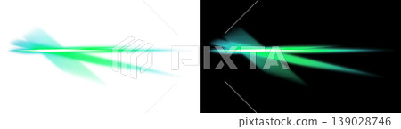 Green light ray effect assets with transparent and black backgrounds 139028746