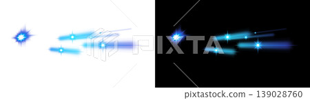 A set of transparent and black backgrounds with a blue sparkling star light effect. 139028760
