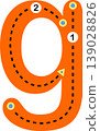 Educational lowercase letter G tracing worksheet for kids. Suitable for preschool and early learning handwriting practice. 139028826