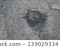 Damaged Asphalt After Winter Freeze Thaw Road Surface Deterioration Concept 139029334