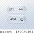 Night sun switch button glass 3d sleep liquid light moon. This ui day vector icon features white mode screen design for dark web toggle slider or digital phone interface 139029363