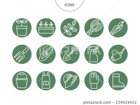 Gardening Icons Pictograms Vector Illustration Set Gardening Icons Pictograms Vector Illustration Set 139029422