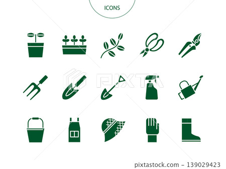 Gardening Icons Pictograms Vector Illustration Set Gardening Icons Pictograms Vector Illustration Set 139029423