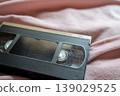 Showa retro, Heisei retro VHS tape cassette with 2 copy spaces at the top. Showa retro, Heisei retro VHS tape cassette with 2 copy spaces at the top. 139029525