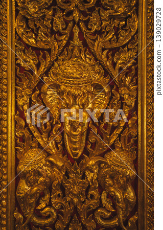 asia travel with large buddhist and beautiful temple with river at Bangkok Thailand in summer season 139029728