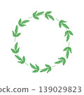 Green leaves wreath frame isolated on white, botanical circle border for wedding invitation, logo design and natural cosmetic branding 139029823