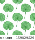 Green tropical fan palm leaf seamless pattern, minimalist botanical foliage background for fabric, wallpaper, nursery decor and packaging 139029829