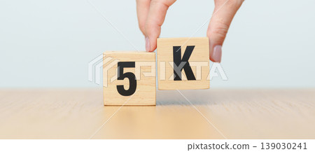 wooden block of 5K, display resolution, Ultra High Definition, UHD, pixels, Technology, network, TV streaming, Social media and digital concepts wooden block of 5K, display resolution, Ultra High Definition, UHD, pixels, Technology, network, TV streaming, Social media and digital concepts 139030241