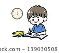 彩色插圖，描繪的是一個孩子在學習；教育材料。 139030508