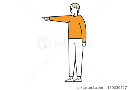 A woman with her arm stretched straight out and pointing. A woman with her arm stretched straight out and pointing. 139030527