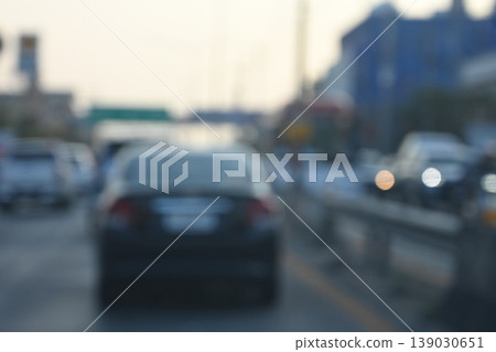 highway traffic with safety barrier on road asphalt, blurred image highway traffic with safety barrier on road asphalt, blurred image 139030651