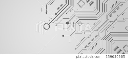 Abstract gray technology circuit board vector banner with copy space for electronics 139030665