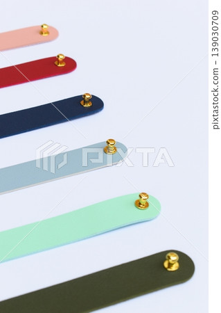 pastel colorful leather strap isolated on white background pastel colorful leather strap isolated on white background 139030709