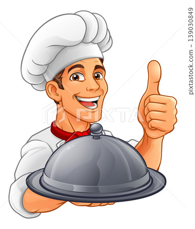 Chef Baker Cartoon Cook Mascot Man Menu Sign Board 139030849