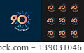 Set of trendy anniversary logotype. Modern geometric anniversary celebration design. 139031046