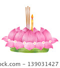 Krathong, lotus, banana green leaf material. Loy Krathong festival in Thailand. 139031427