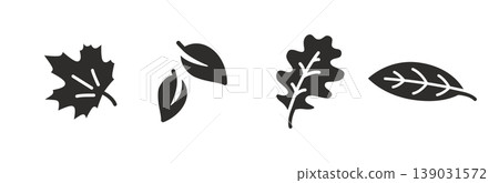 flat illustrations, autumn leaf icon, vector set symbols 139031572