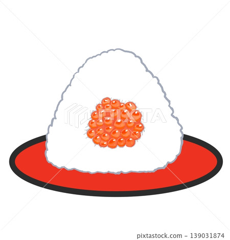 Onigiri with salmon roe, where the toppings are visible on the plate. Onigiri with salmon roe, where the toppings are visible on the plate. 139031874