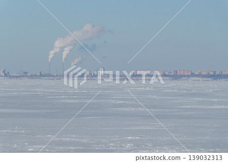 Surface of a frozen river Surface of a frozen river 139032313