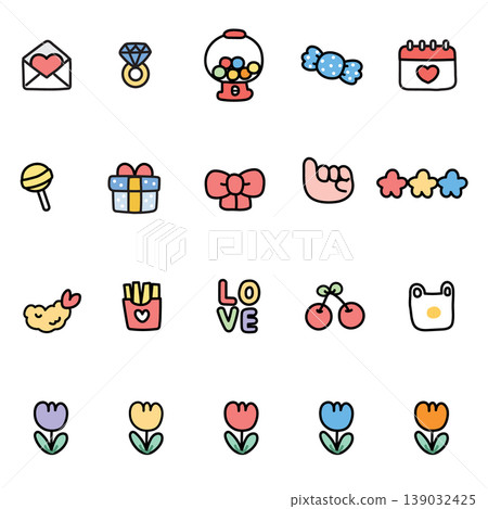 No 3.Set of cute various tiny icon cartoon hand drawn design.Emoji.Symbol.Flower No 3.Set of cute various tiny icon cartoon hand drawn design.Emoji.Symbol.Flower 139032425