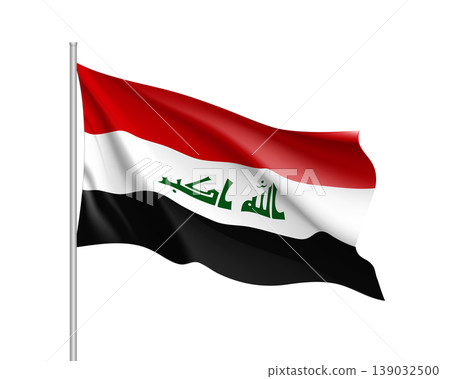 Iraq national flag, patriotic symbol of country, educational and political concept, realistic vector illustration Iraq national flag, patriotic symbol of country, educational and political concept, realistic vector illustration 139032500