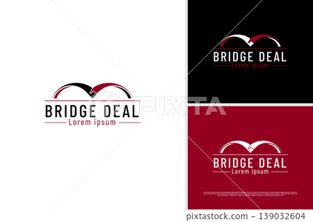 Minimalist bridge icon badge logo design template Minimalist bridge icon badge logo design template 139032604