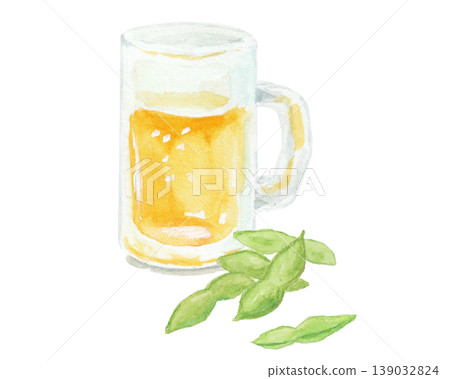 用水彩繪製的啤酒簡筆畫。 139032824